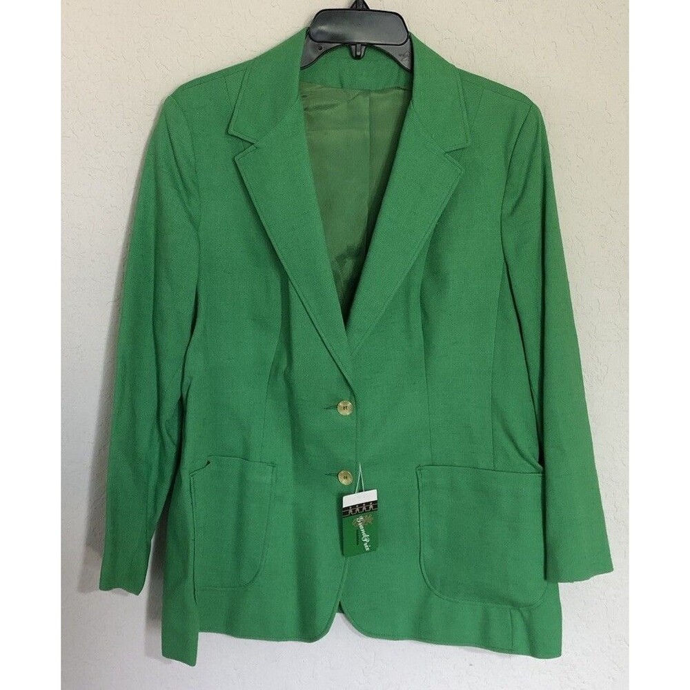 Vintage Grand Prix Fashions Bold Green Blazer Suit Jacket Ladies Women’s Sz 18